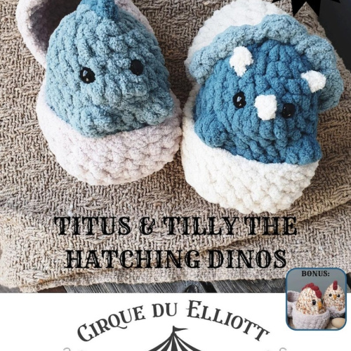 Titus, Tilly & Thyme the Hatching Dinos Baby Dinosaur and Chicken Eggs Amigurumi Digital PDF Crochet Pattern